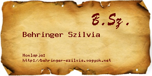 Behringer Szilvia névjegykártya